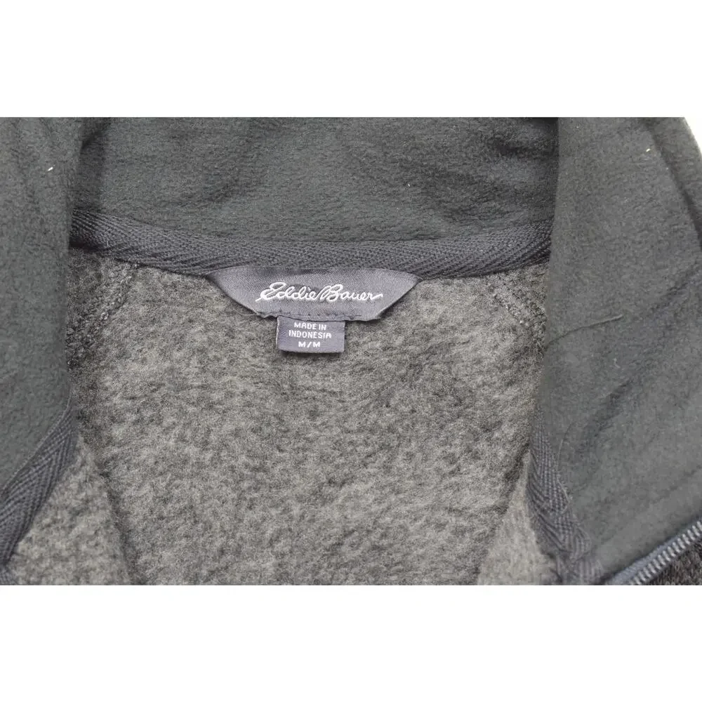 Eddie Bauer Men's Size M Gray Heather Fleece 1/4 Zip Pullover Sweater Chest Pock - Picture 6 of 8